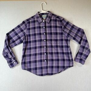 Pendleton Originals Flannel Shirt Womens M Purple Plaid Button Down Cotton